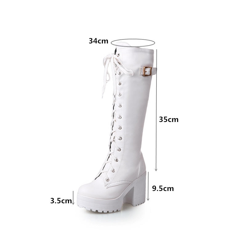 Square Chunky Block High Heels Riding Boots