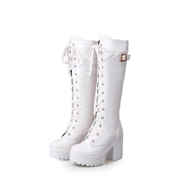 Square Chunky Block High Heels Riding Boots