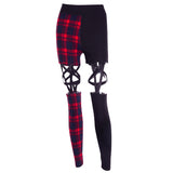 Sexy Red Plaid Pentagram Leggings
