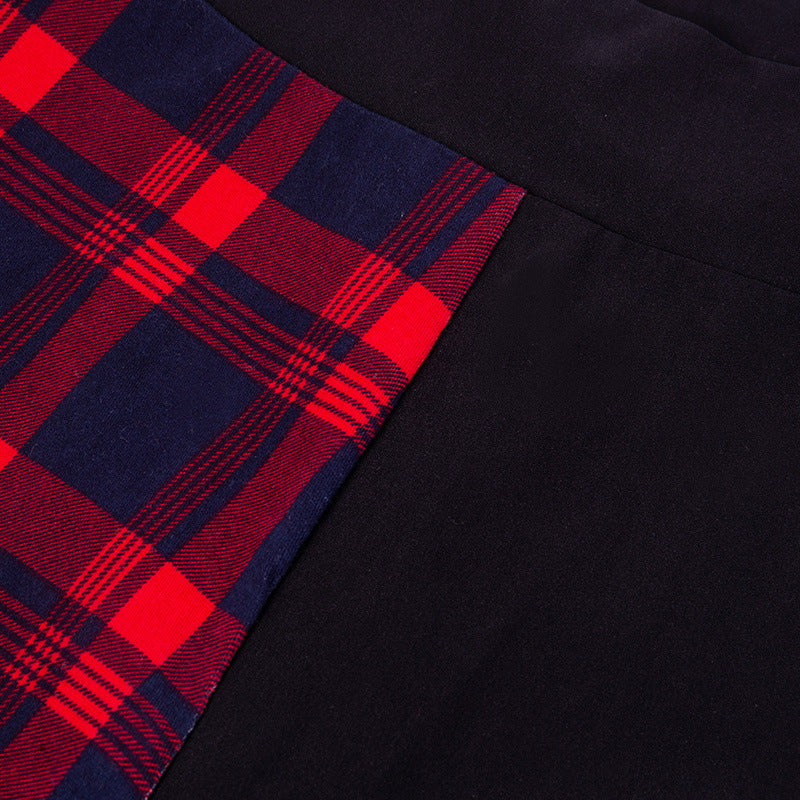 Sexy Red Plaid Pentagram Leggings