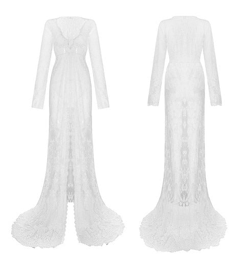 Long Lace See-through Dress (plus size available)