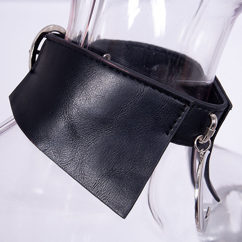 Leather Patchwork Gothic Moon Pendant