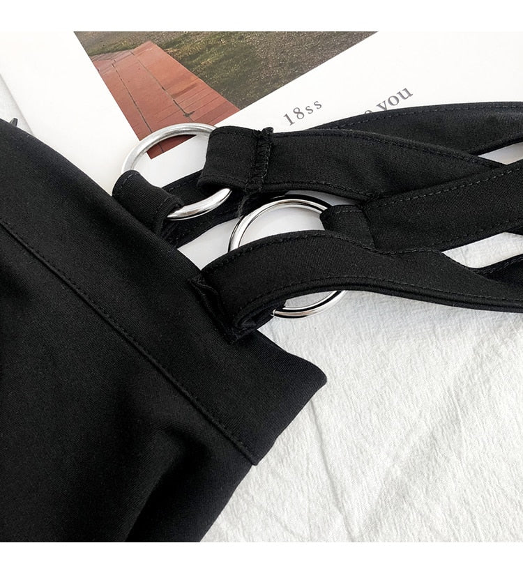 Gothic Suspender Straps High Waist Skirt