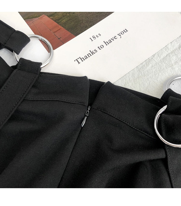 Gothic Suspender Straps High Waist Skirt