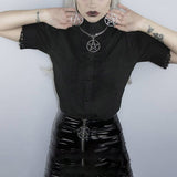Gothic Lace Vintage Black Blouses
