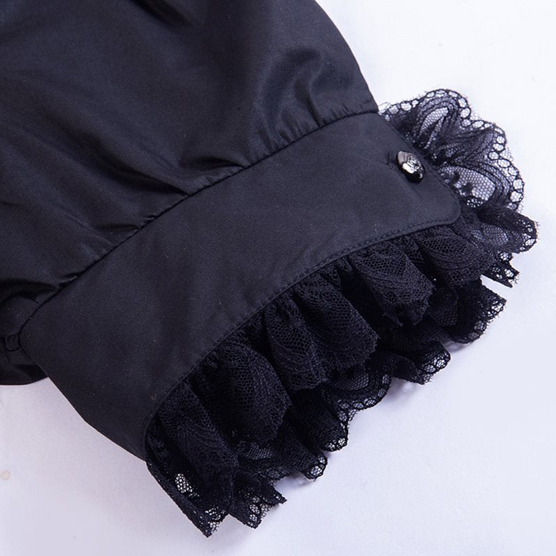Gothic Lace Vintage Black Blouses