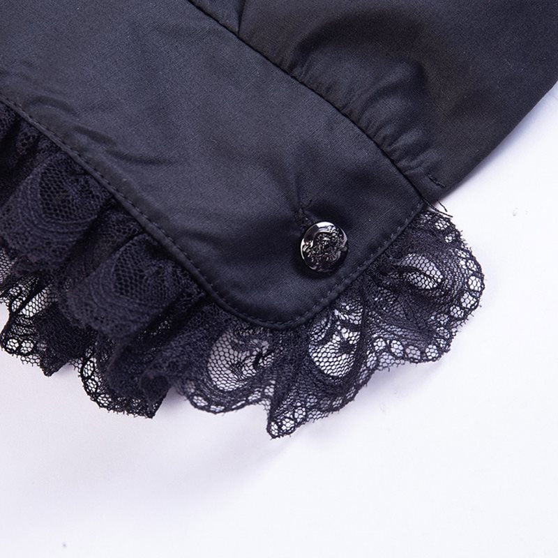 Gothic Lace Vintage Black Blouses