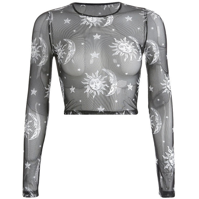 O Neck Crop Tee Long Sleeve