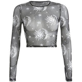 O Neck Crop Tee Long Sleeve