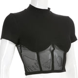 Gothic Black Mesh Tops