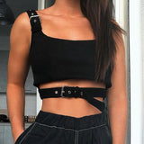 Gothic Belt Waist Tanks Top