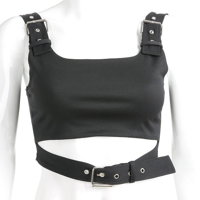 Gothic Belt Waist Tanks Top