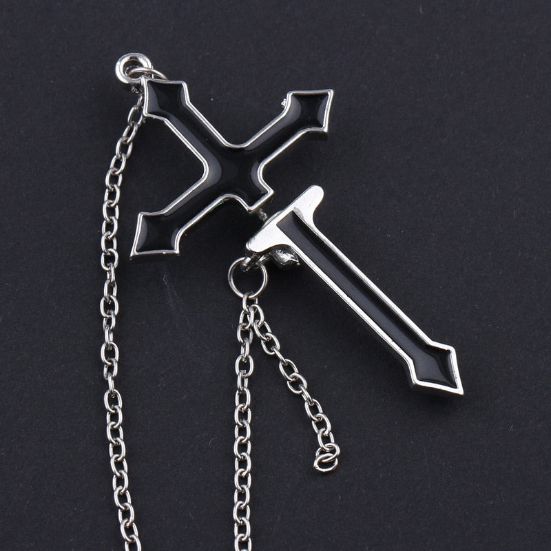 Gothic Black Crossing Stud Earring