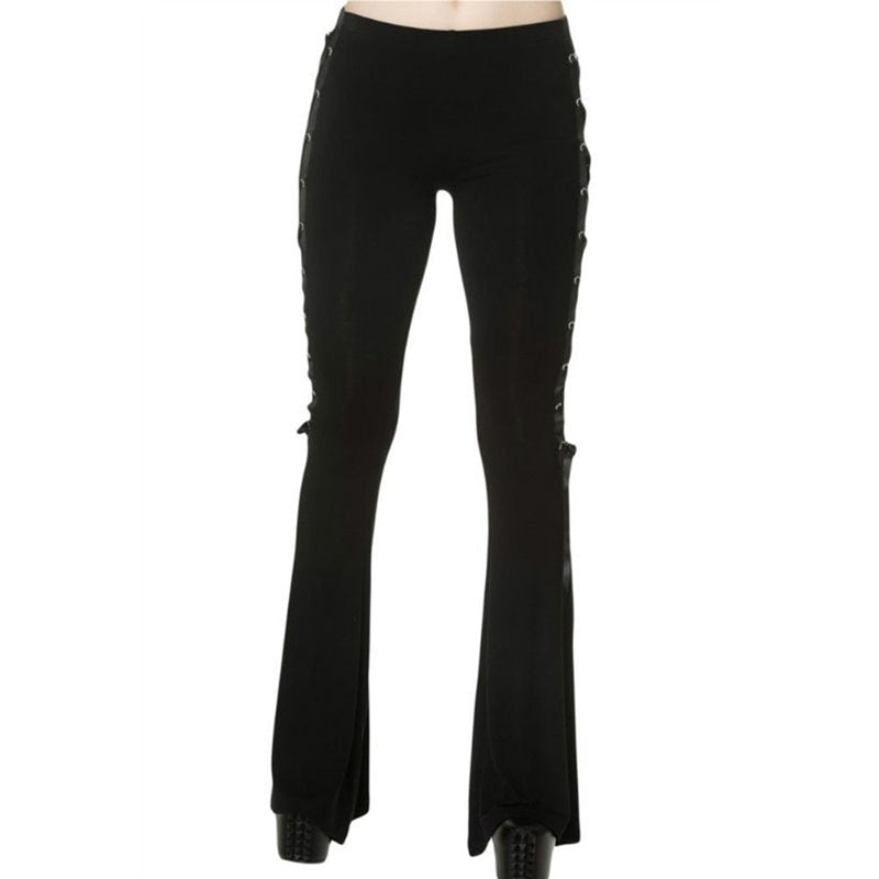 Gothic Elegant Black Flared Pants