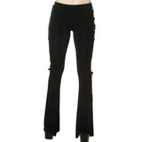Gothic Elegant Black Flared Pants