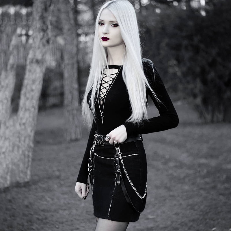 Gothic Punk Metal Chain Ring Belt