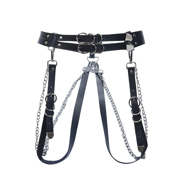 Gothic Punk Metal Chain Ring Belt