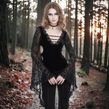 Gothic V-neck Waisted Flare Long Sleve