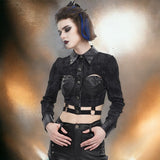 Gothic Leather Paneled Rivets Studded Long Sleeve