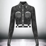 Gothic Leather Paneled Rivets Studded Long Sleeve