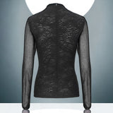 Diamond Mesh Stitching Long Sleeve T-shirt