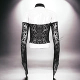 Pentagram Gothic Pattern Flocking Strapless Long Sleeves T-shirt