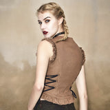 Steampunk Zipper Up Short Waistcoats With Loops