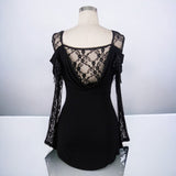 Gothic Rose Lace Cowl Neckline Long Sleeve