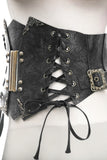 Gothic Steampunk Lace Up Leather Corset with Metal Buckles