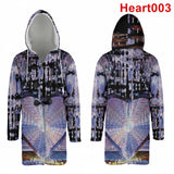 Custom Cloak - Hooded Coat Abstract Pattern on Colorful background with Heart