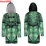 Custom Cloak - Hooded Coat Abstract Pattern on Colorful background with Heart