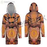 Custom Cloak - Hooded Coat Abstract Pattern on Colorful background with Heart