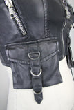 Women Punk Short Faded Leather Waistcoat with Pouch