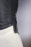 Women Punk Short Faded Leather Waistcoat with Pouch