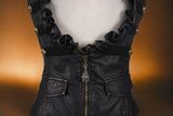 Steampunk Wave Collar Faux Leather Short Vest