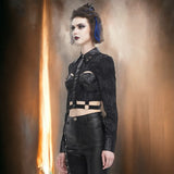 Gothic Leather Paneled Rivets Studded Long Sleeve