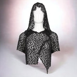 Punk Wool Mesh Short Sleeve Hooded Top