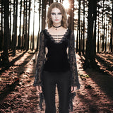 Gothic V-neck Waisted Flare Long Sleve