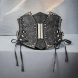 Gothic Steampunk Lace Up Leather Corset with Metal Buckles