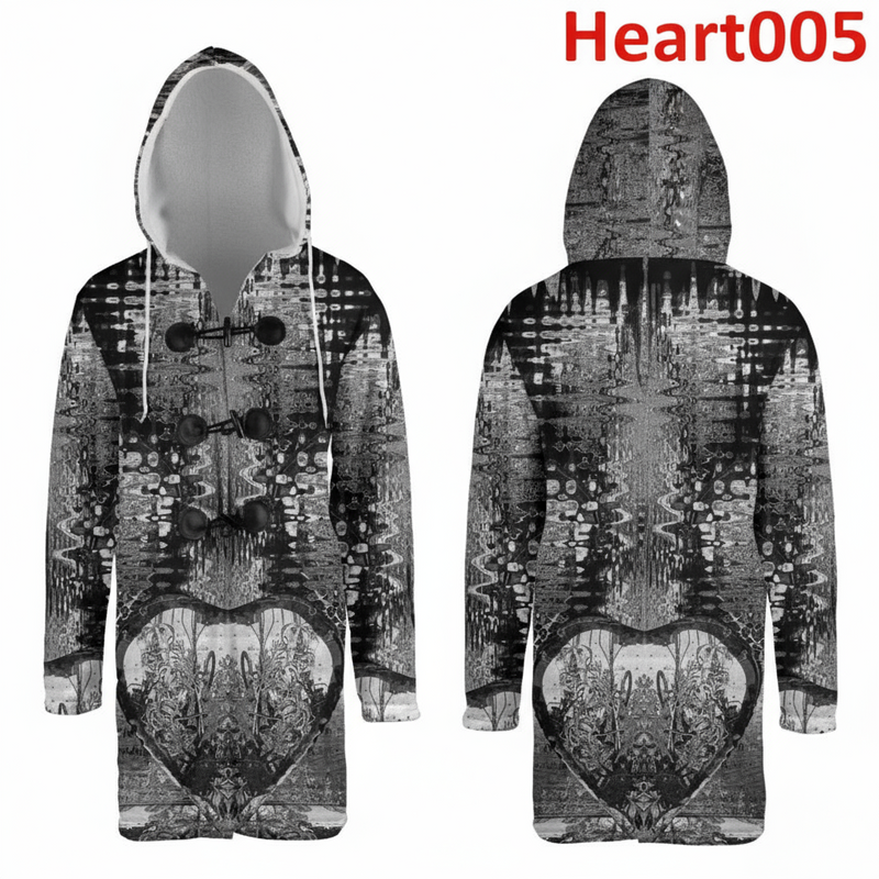 Custom Cloak - Hooded Coat Abstract Pattern on Colorful background with Heart