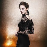 Gothic Rose Lace Cowl Neckline Long Sleeve