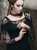 Gothic Rose Lace Cowl Neckline Long Sleeve