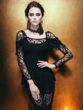 Gothic Rose Lace Cowl Neckline Long Sleeve