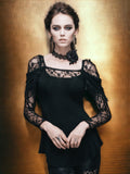 Gothic Rose Lace Cowl Neckline Long Sleeve