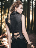 Steampunk Wave Collar Faux Leather Short Vest