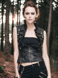 Steampunk Wave Collar Faux Leather Short Vest