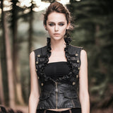 Steampunk Wave Collar Faux Leather Short Vest