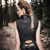 Steampunk Wave Collar Faux Leather Short Vest