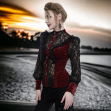 Gothic Red Fringed Iris Mesh Long Sleeve