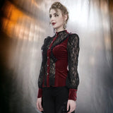 Gothic Red Fringed Iris Mesh Long Sleeve